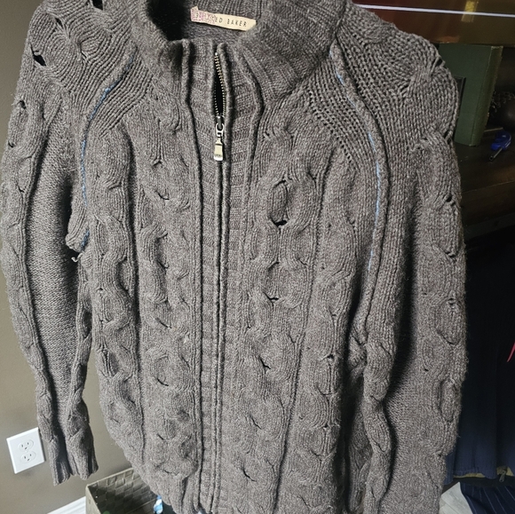 Ted Baker Cardigan Chunky Cable Knit Zip Up Sweater - Picture 5 of 9